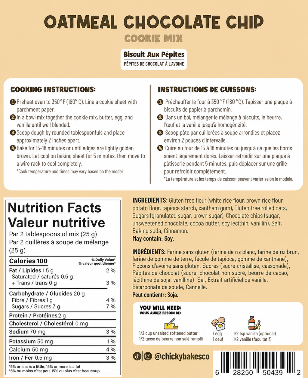 Oatmeal Chocolate Chip Cookie Mix