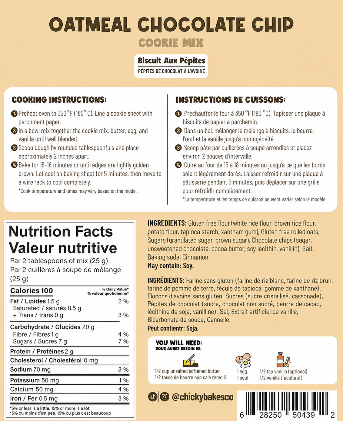 Oatmeal Chocolate Chip Cookie Mix
